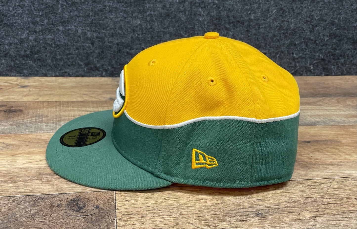 New Era Men's Green Bay Packers Green Yellow 59FIFTY NFL 100 Hat Sz 7 5/8