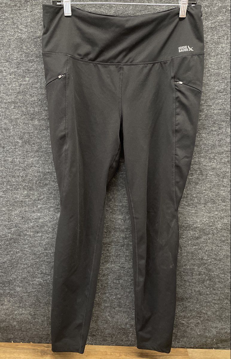 Eddie Bauer Women's Black Performance Sweatpants Zip Pockets Athletic Sz L