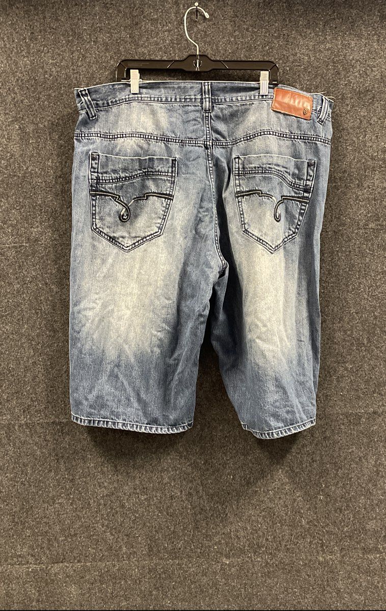Vintage Y2K Ecko Unltd Men's Denim Shorts Baggy Embroidered Raw Uncut Sz 44