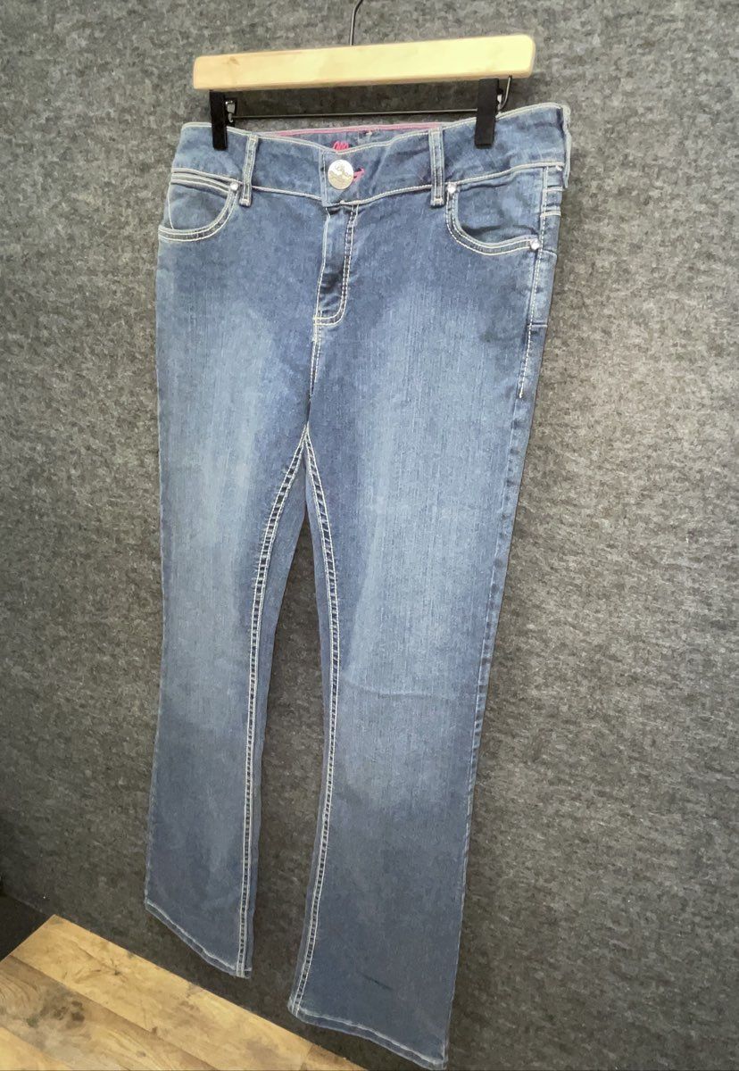 Wrangler Women's Blue Aura Bootcut Embroidered Pocket Jeans Sz 11/12x34