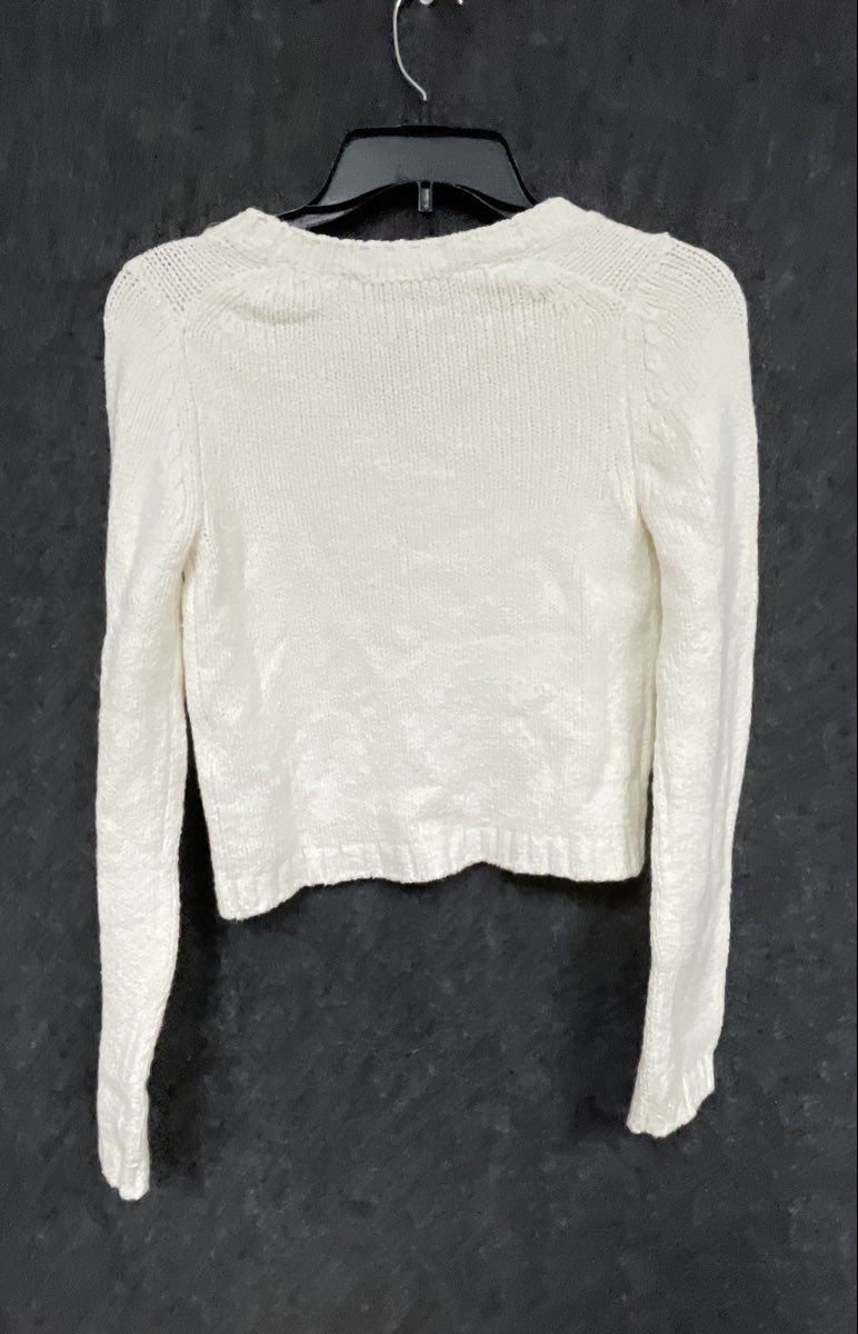 Abercrombie & Fitch Women's Cream V-Neck Cropped Knit Cardigan Sweater Sz XS