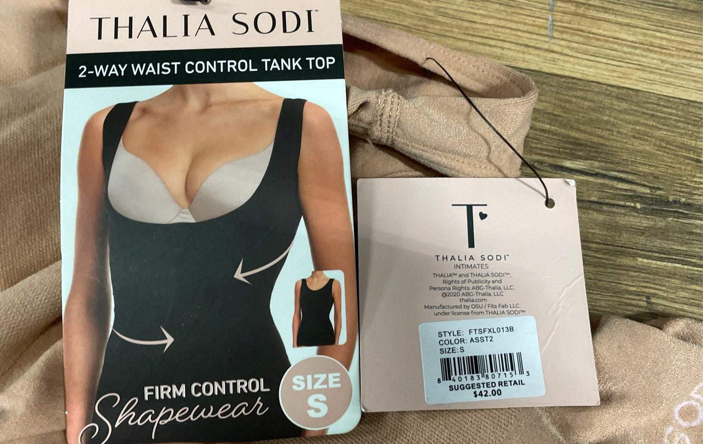 Thalia Sodi Women's Brown 2-Way Waist Control Tank Top Shapewear NWT Size S