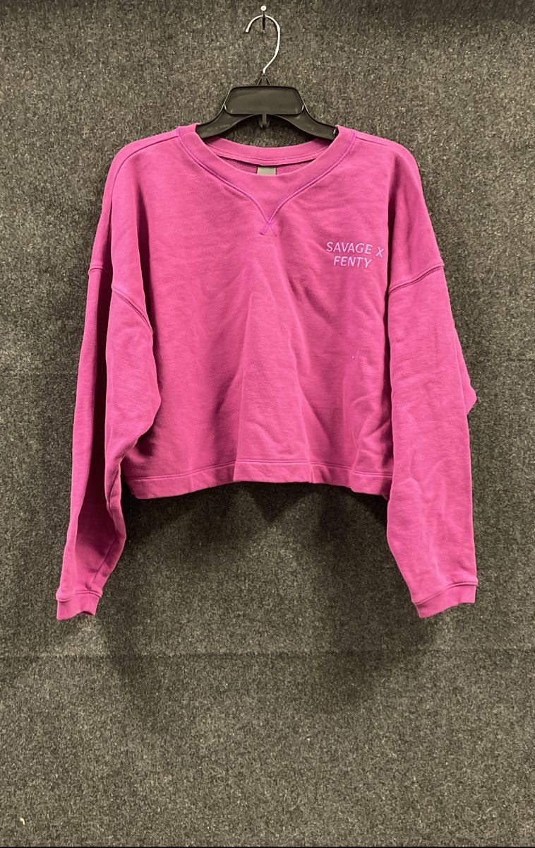 Savage x Fenty Women's Purple Cropped Sweatshirt Logo 100% Cotton Sz 1X