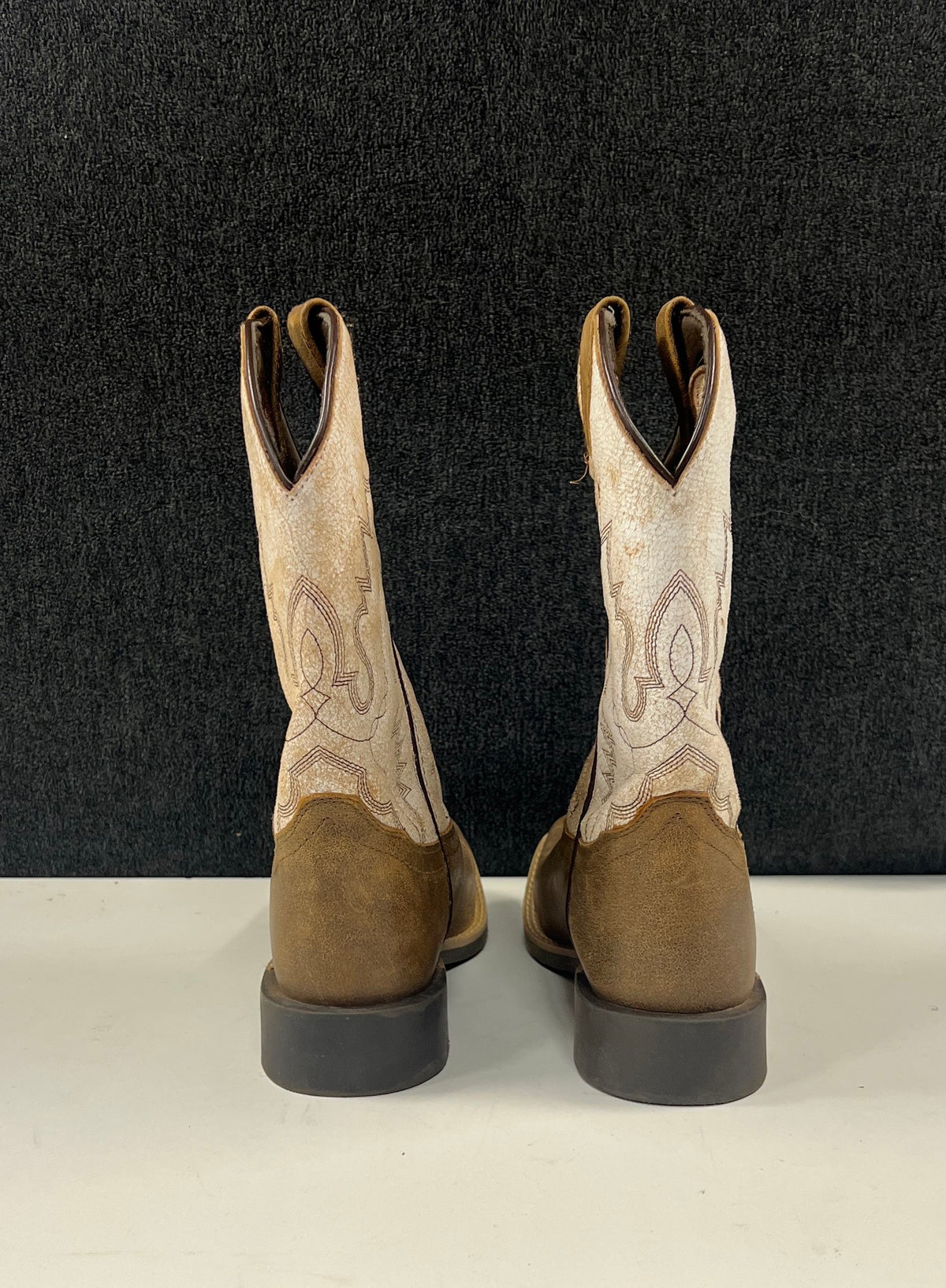 Cody James 43108 Brown Cream Square Toe Western Cowboy Boots Youth Size 5D