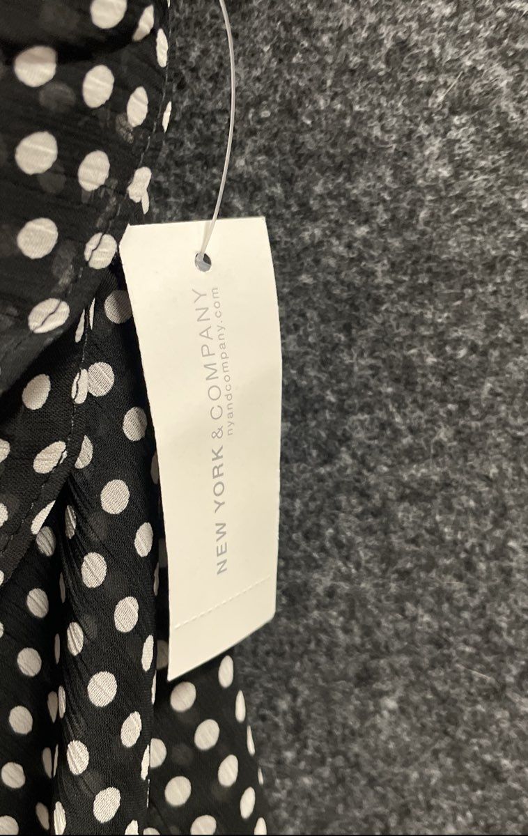 New York & Company Women's Black Polka Dot Ruffle Tie Front Camisole NWT Sz S