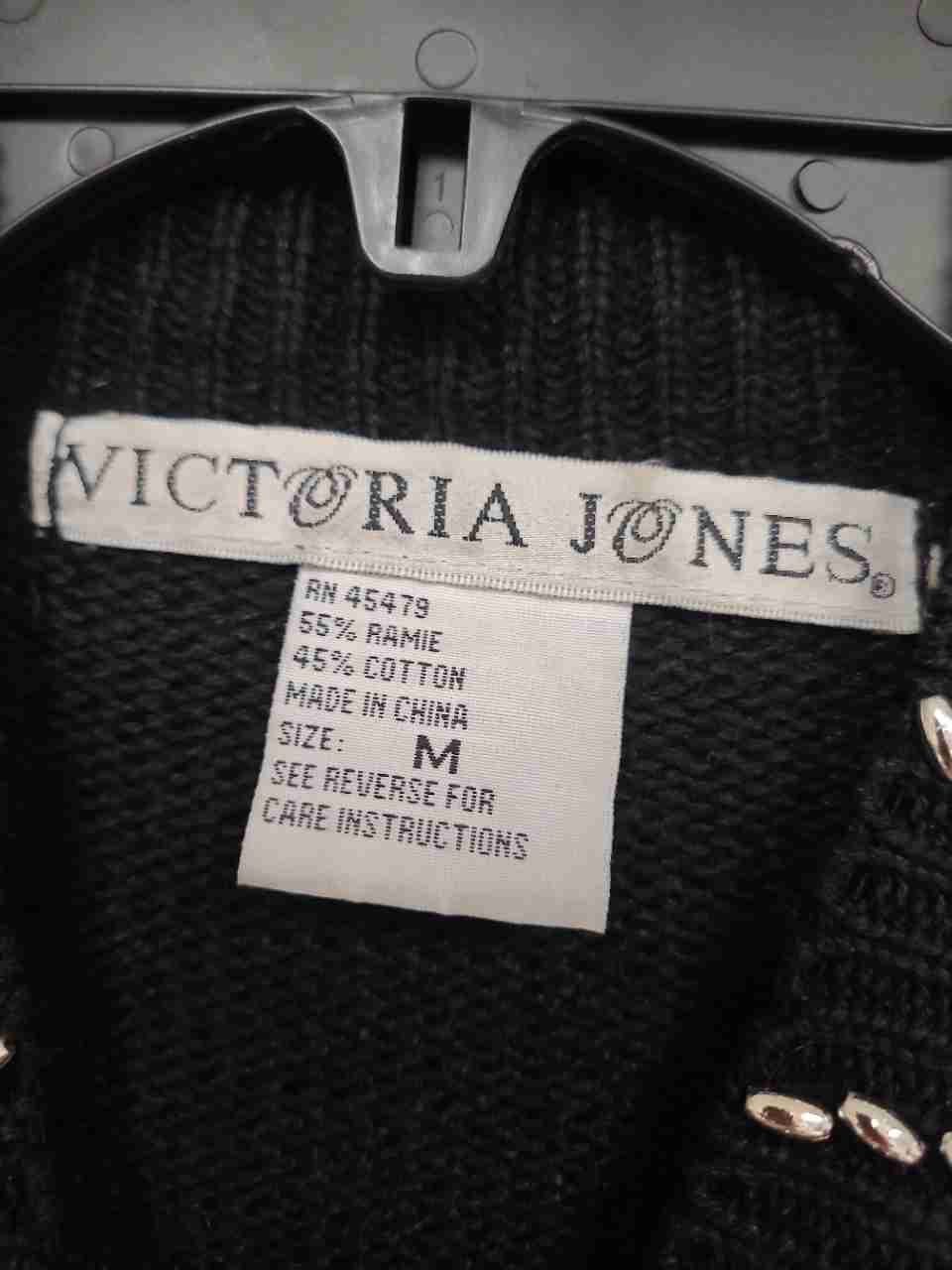 Victoria Jones Women's Vintage 90s Black Southwestern Ramie Cotton Sweater Sz M