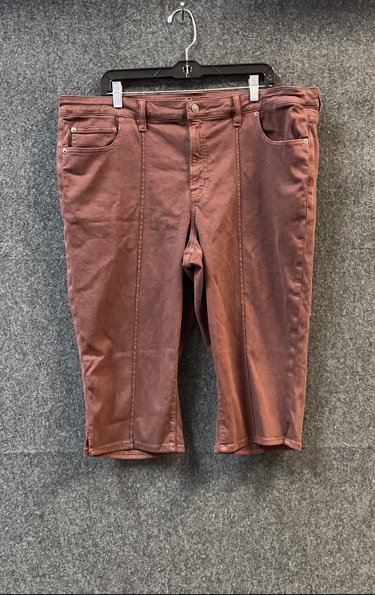 American Eagle Women's Brown Seamed Front Stretch Capri Pants Sz 20