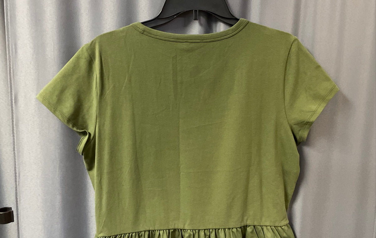 J. Crew Women's Green Short Sleeve Mixed Media Midi Dress Pockets Sz Large NWT