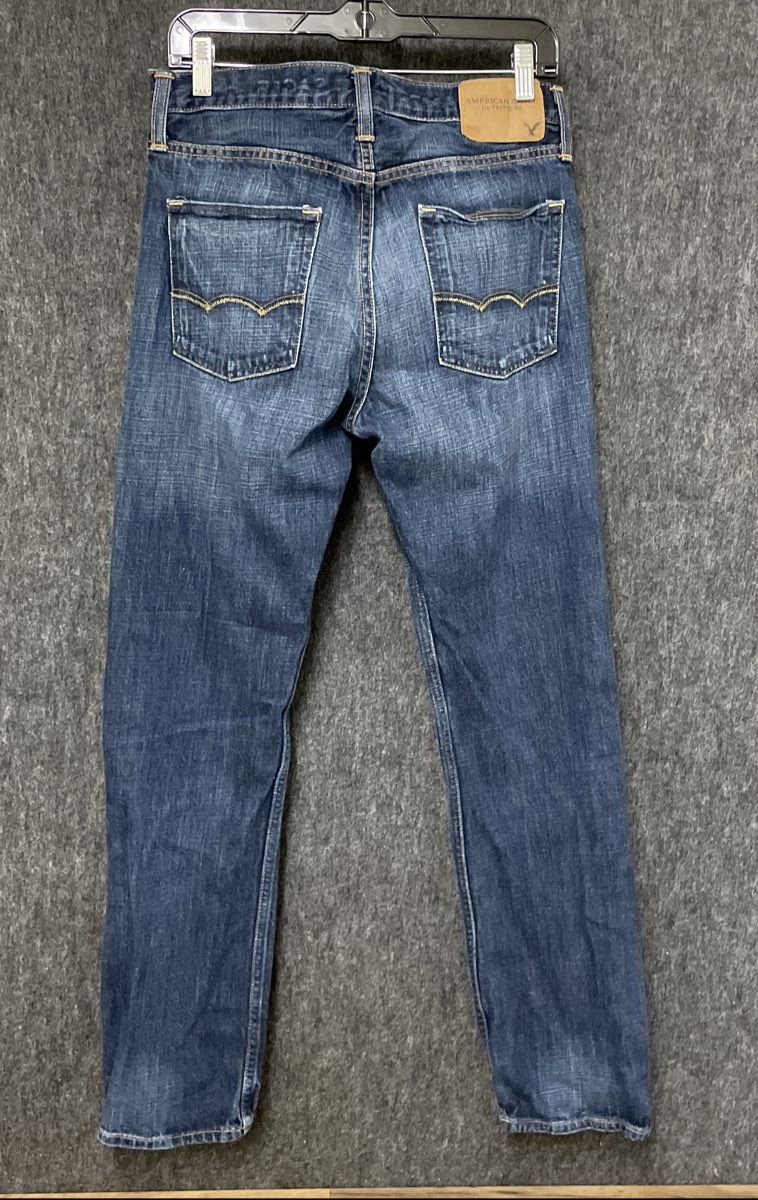 American Eagle Men's Dark Blue Slim Straight Jeans Faded Wash Sz 30x32