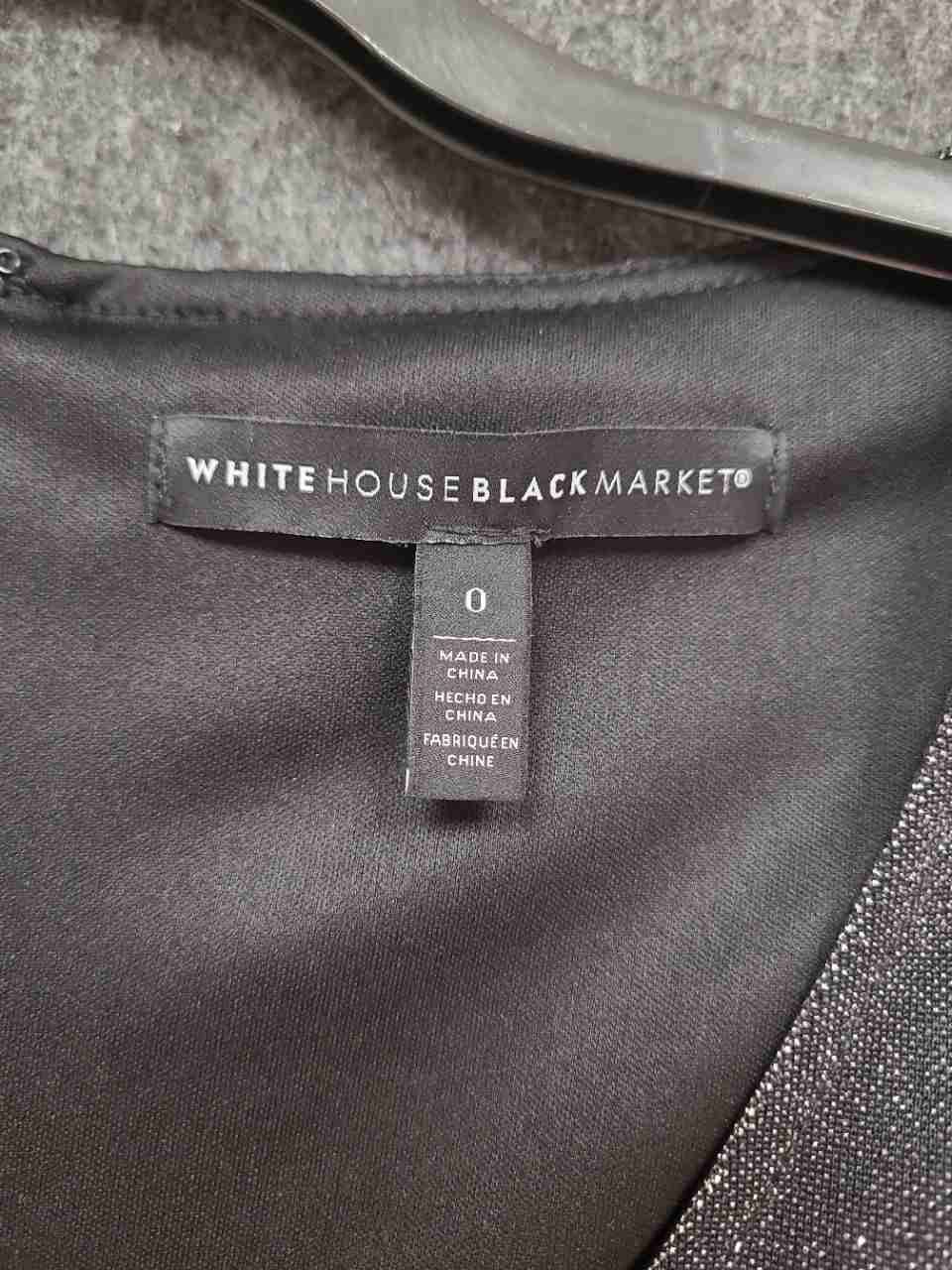 White House Black Market Women's Dress Silver Metallic Ruched Surplice Sz 0