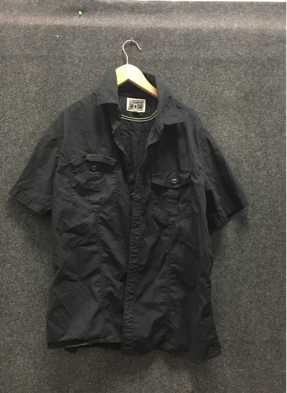 Converse One Star Men's Black Short Sleeve Button Down Shirt Sz M