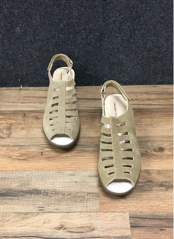 Skechers Vinyasa Amber Glow Wedge Sandals Dark Taupe Women's Size 8.5