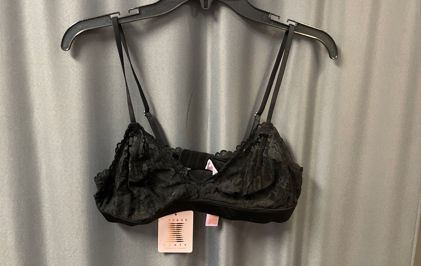 Savage x Fenty Women's Black Floral Lace Bralette Bra Unlined NWT Size Large