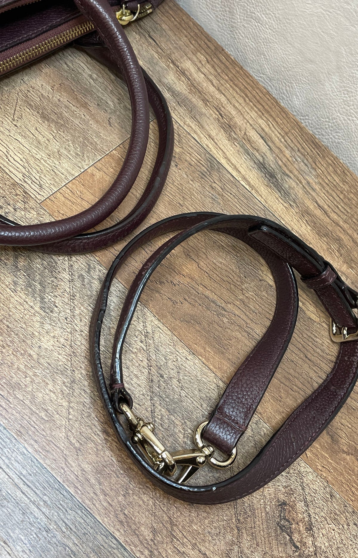 Kate Spade Burgundy Pebbled Leather Satchel Shoulder Bag Gold Hardware