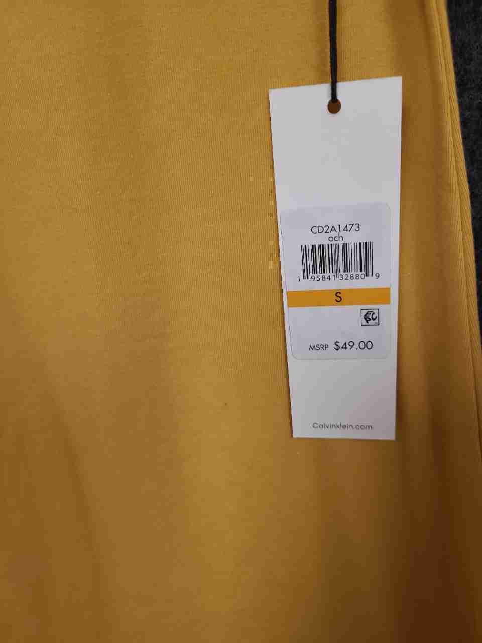 Calvin Klein Women's Ochre Yellow Studded CK Logo T-Shirt Dress NWT Sz S