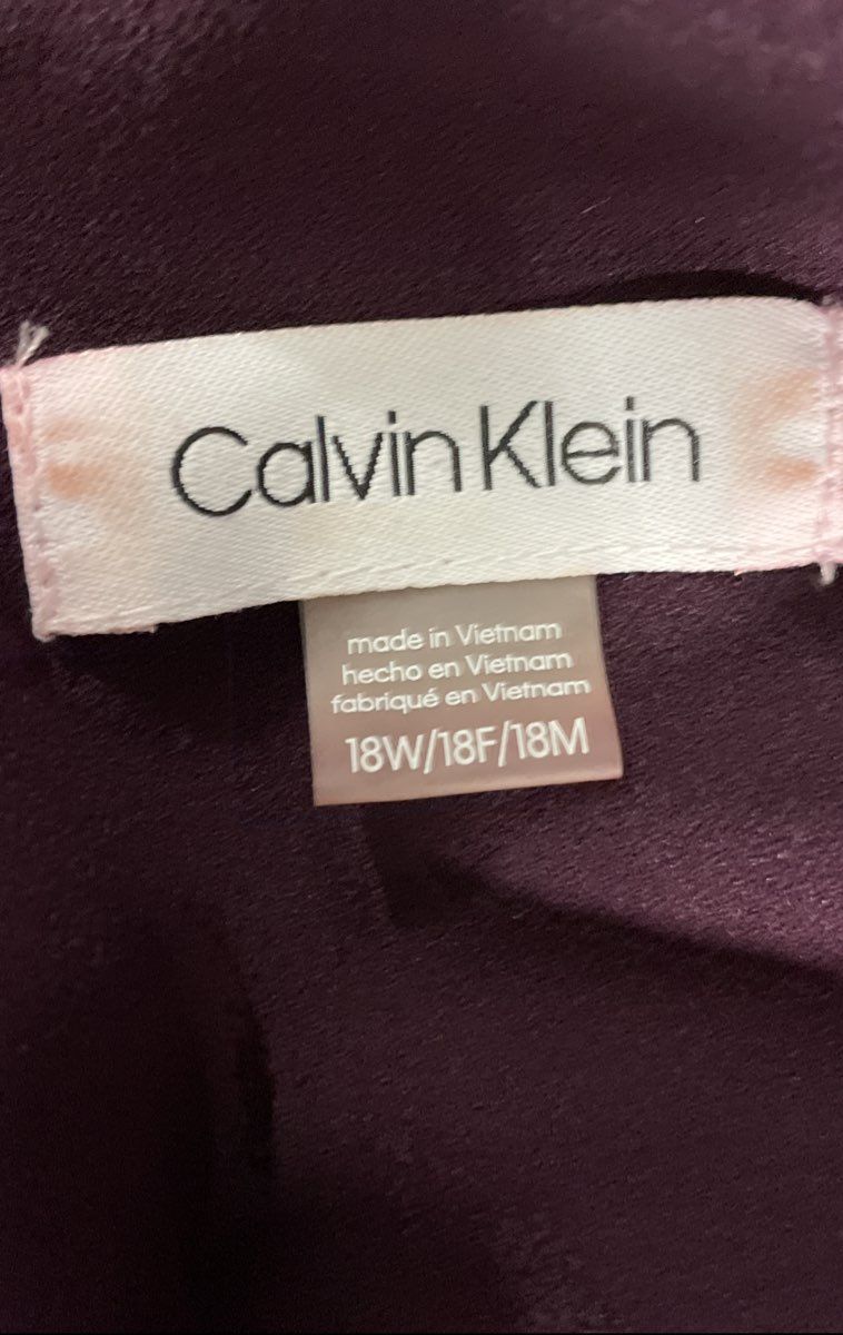 Calvin Klein Women's Purple Bell Sleeve Exposed Zip Sheath Dress Sz 18W