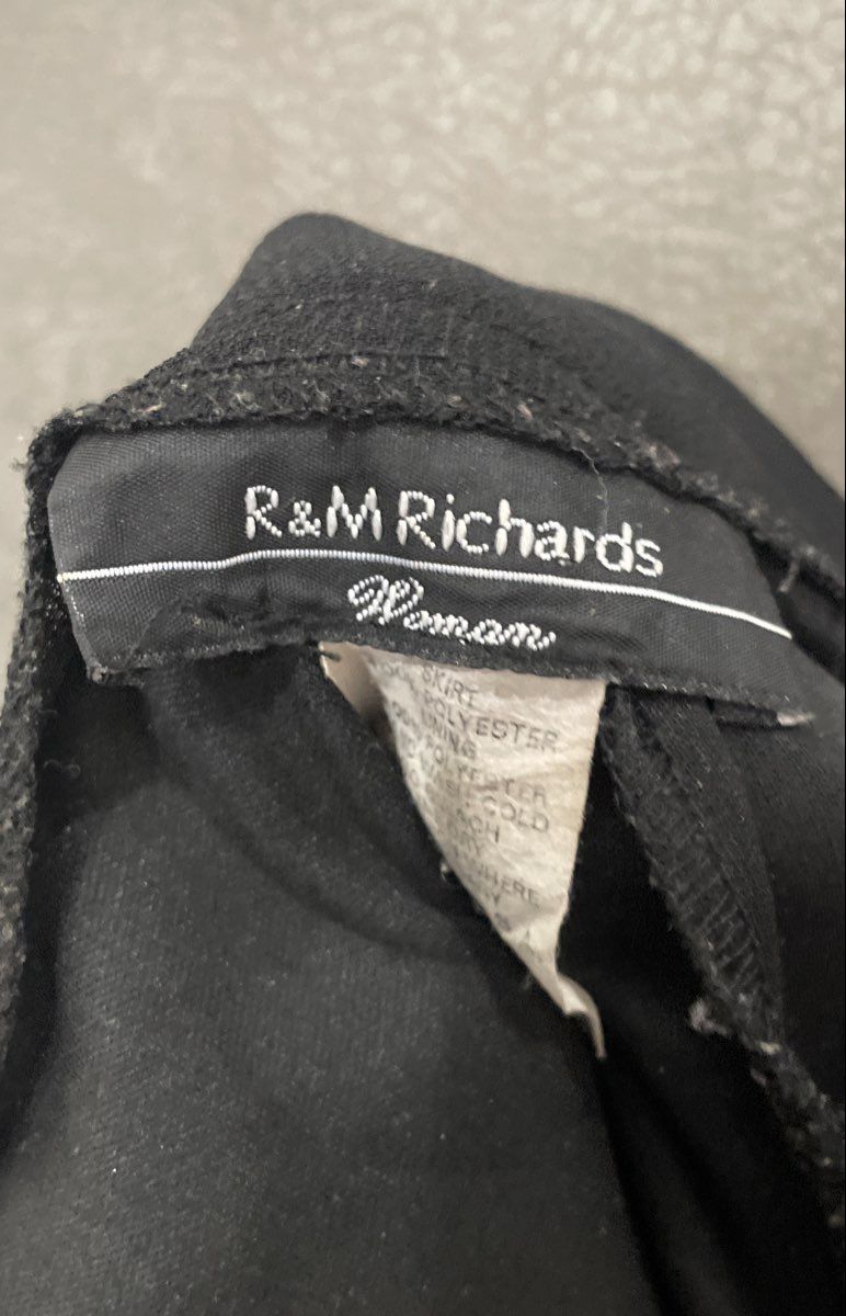 Vintage 90s R&M Richards Women's Black Chiffon Flared Handkerchief Hem Skirt