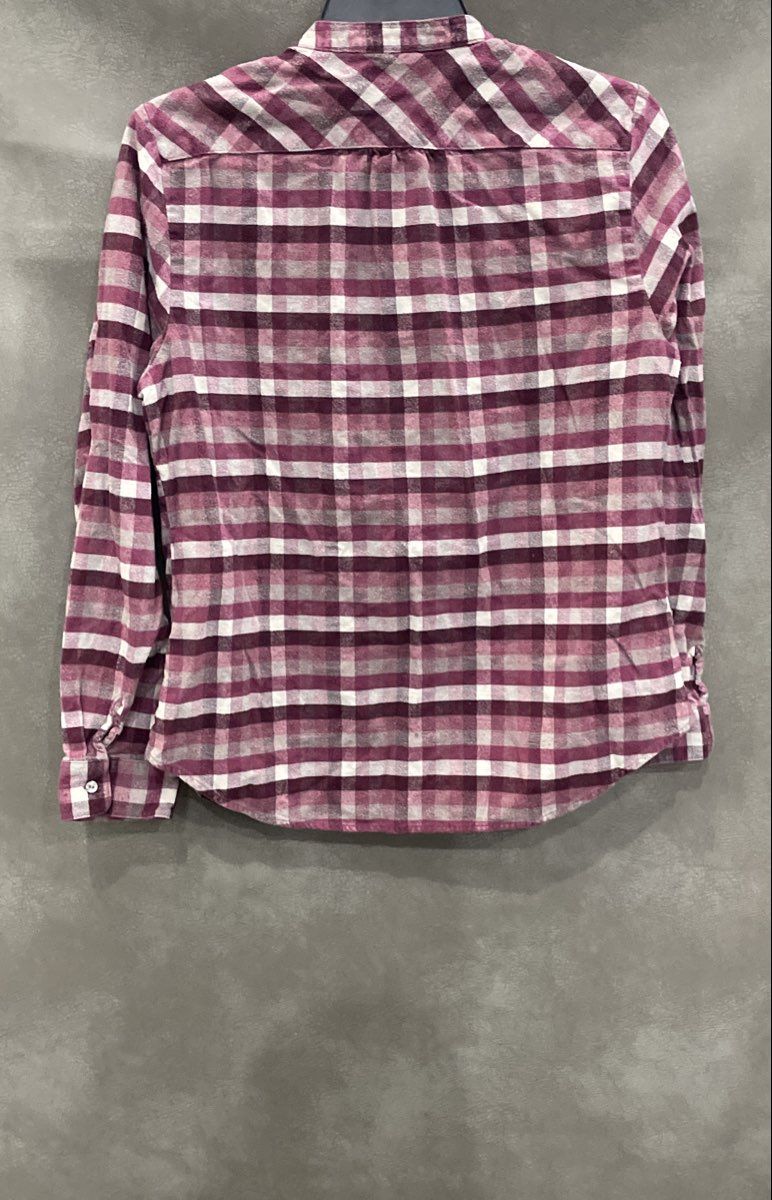 LL Bean Women's Magenta Scotch Plaid 100% Cotton Button Up Flannel Shirt Sz S
