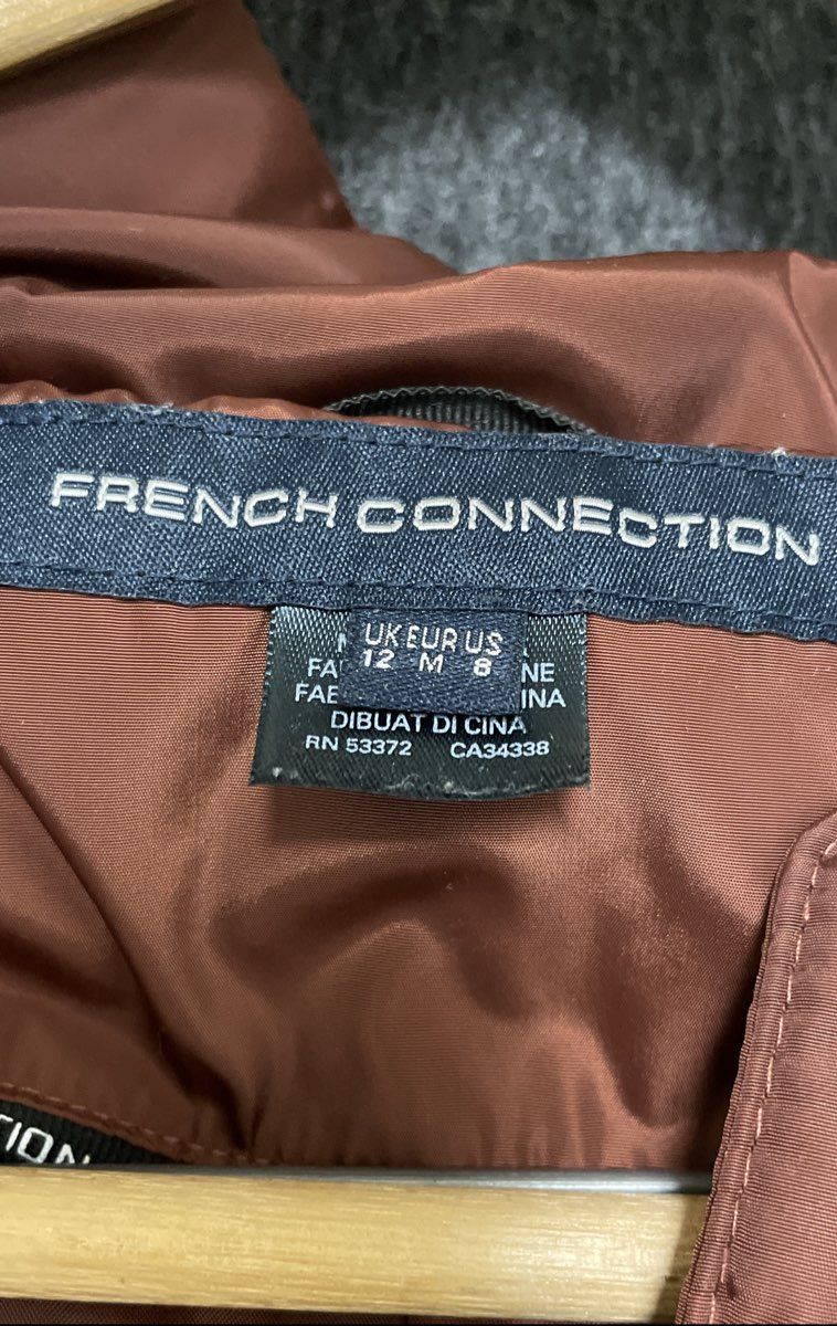 French Connection Women's Quilted Puffer Jacket Rust Hooded Full Snap Sz 8