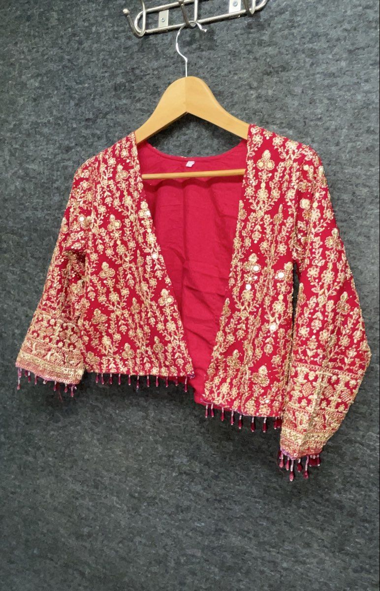 Girls Indian Lehenga Choli 3-Piece Set Orange Magenta Yellow Embroidered Sz 5