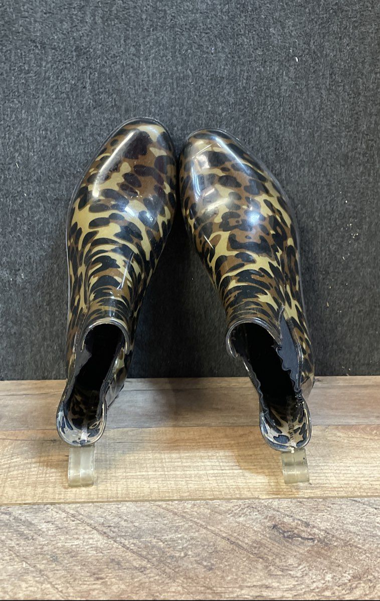 Lauren Ralph Lauren Tally Leopard Print Ankle Chelsea Rain Boots Women's Size 6