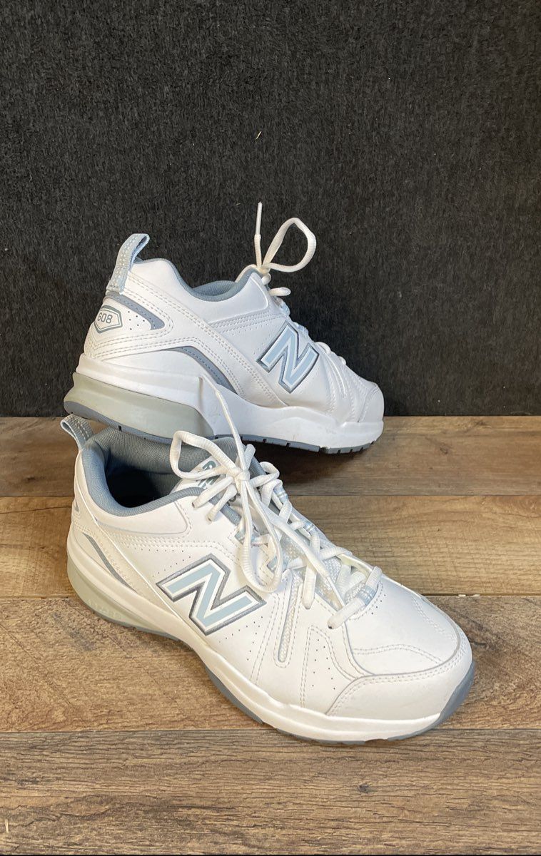 New Balance 608 V5 White Blue Cross Training Sneakers Women's Size 9.5