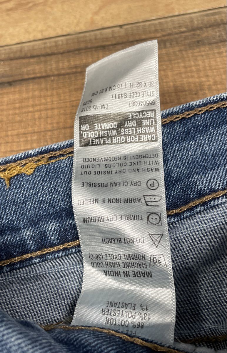 Levi's Men's 65504 Skinny Taper Jeans Light Wash Blue Stretch Denim Sz 30x32