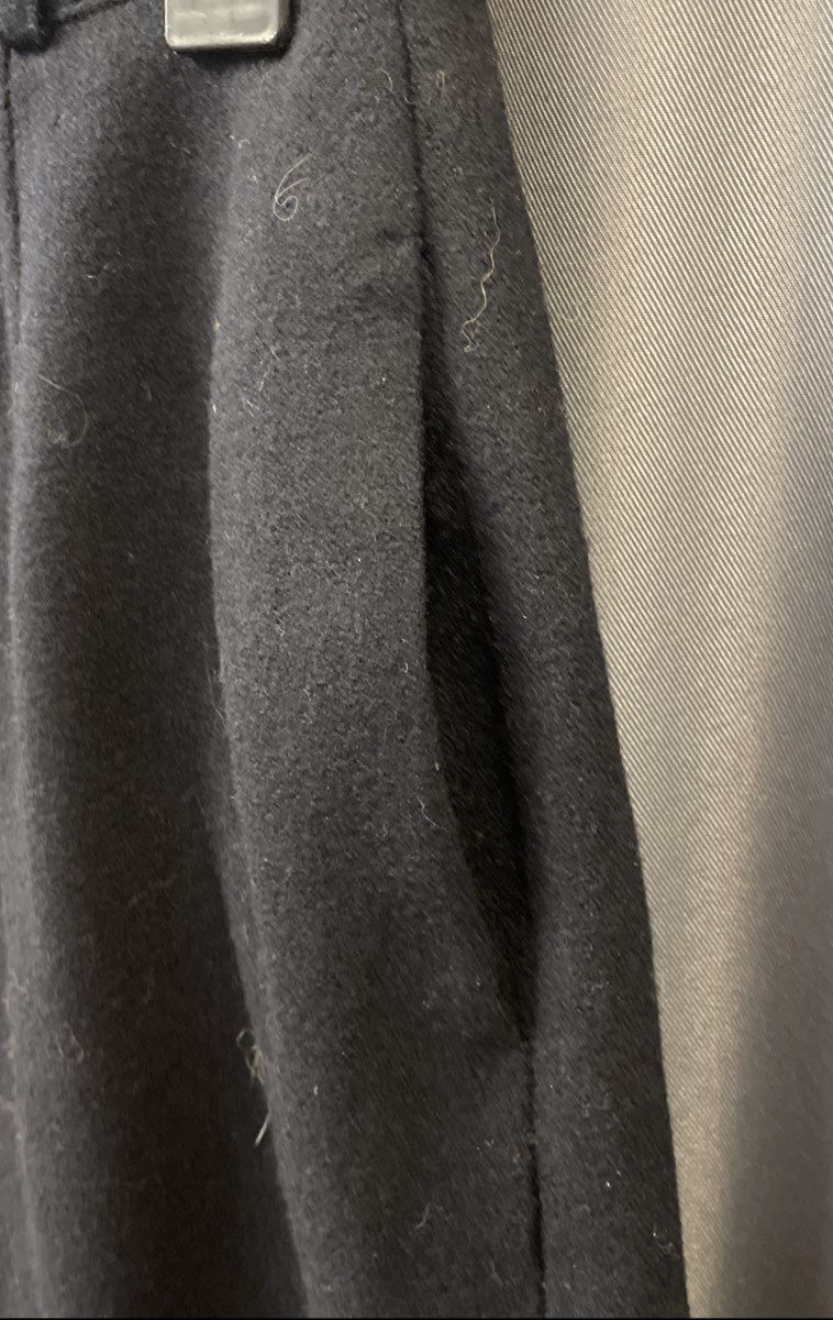 Vintage 80s pant-her Women's Blue Wool Straight Midi Skirt Pockets 28" Waist
