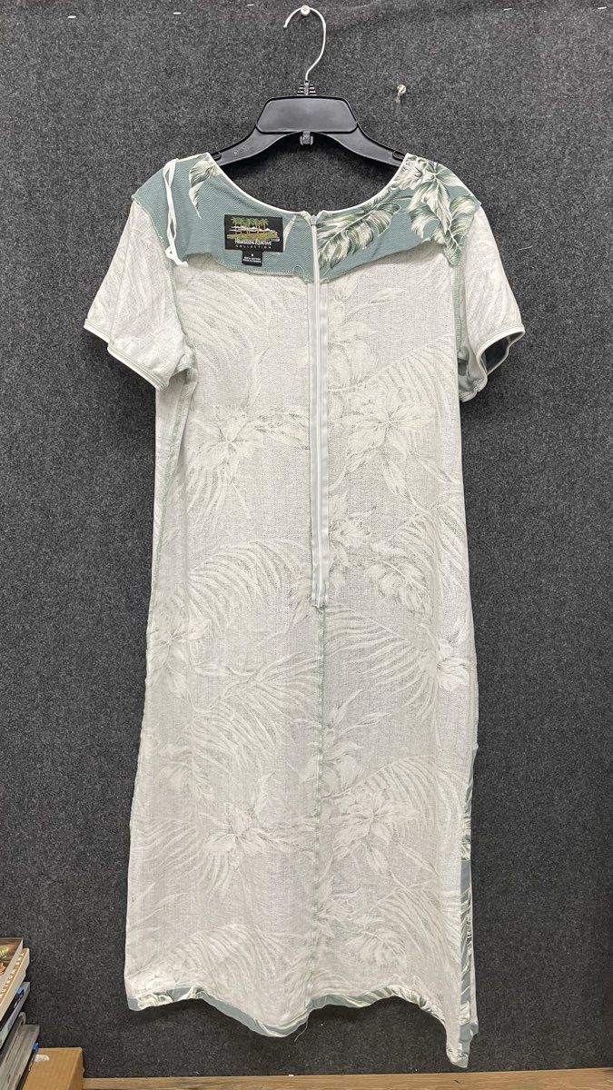 Vintage 90s Hawaiian Reserve Women's Sheath Dress Green Tropical Floral Cotton S