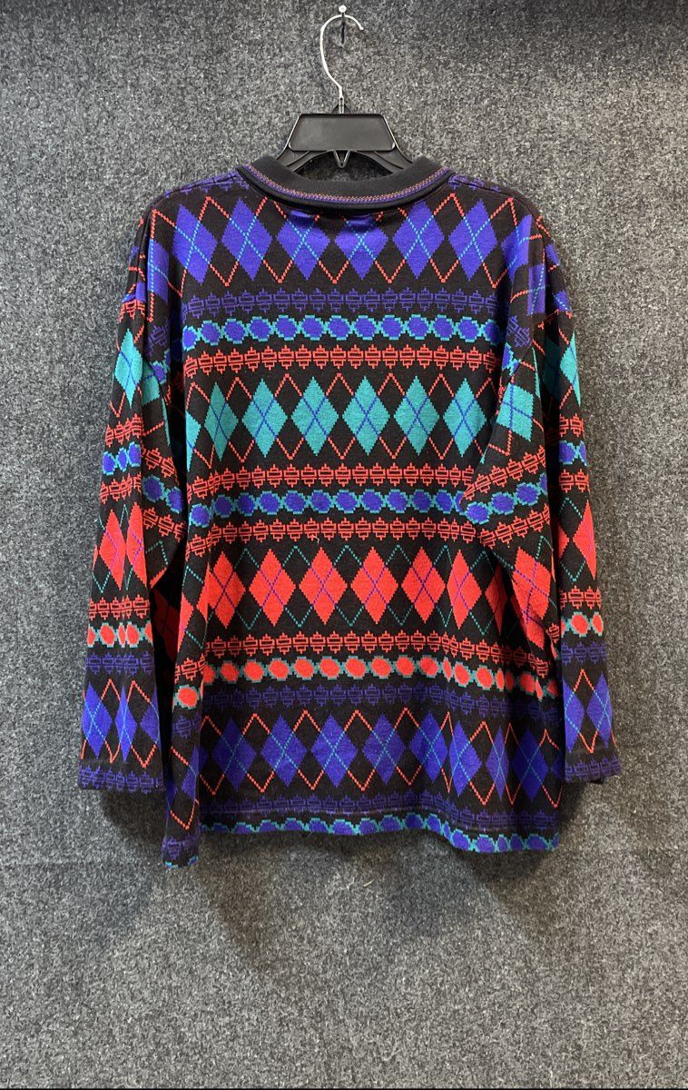 Vintage 90s Donnkenny Classics Women's Argyle Geometric Sweater Sz 1X