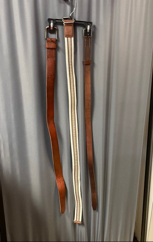 American Eagle Men's Belts Lot of 3 Leather Canvas Brown Tan Striped Sz S/M