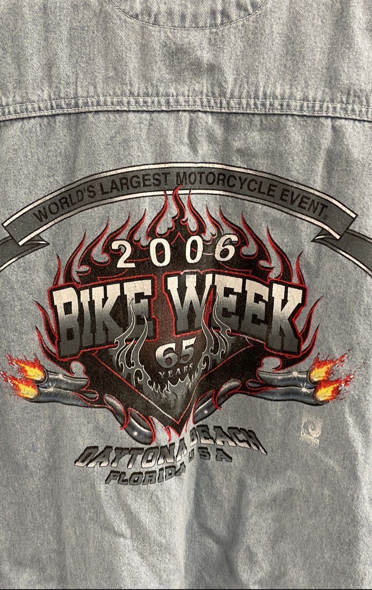 Bike Week Men's Light Blue Denim Vest 2006 Daytona Beach 65th Anniversary Sz XL