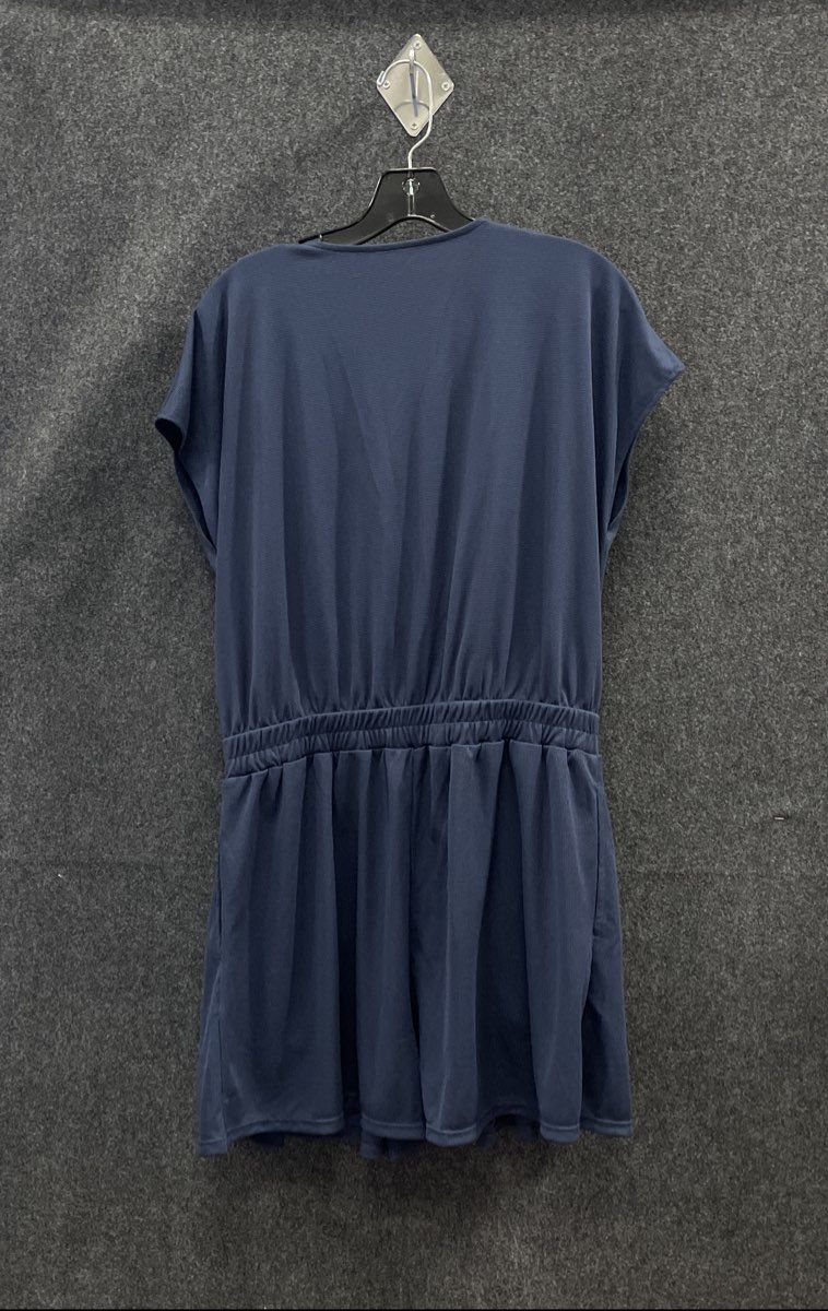 Halara Women's Blue Sleeveless Wrap V-Neck Pleated Exercise Dress Romper Sz L