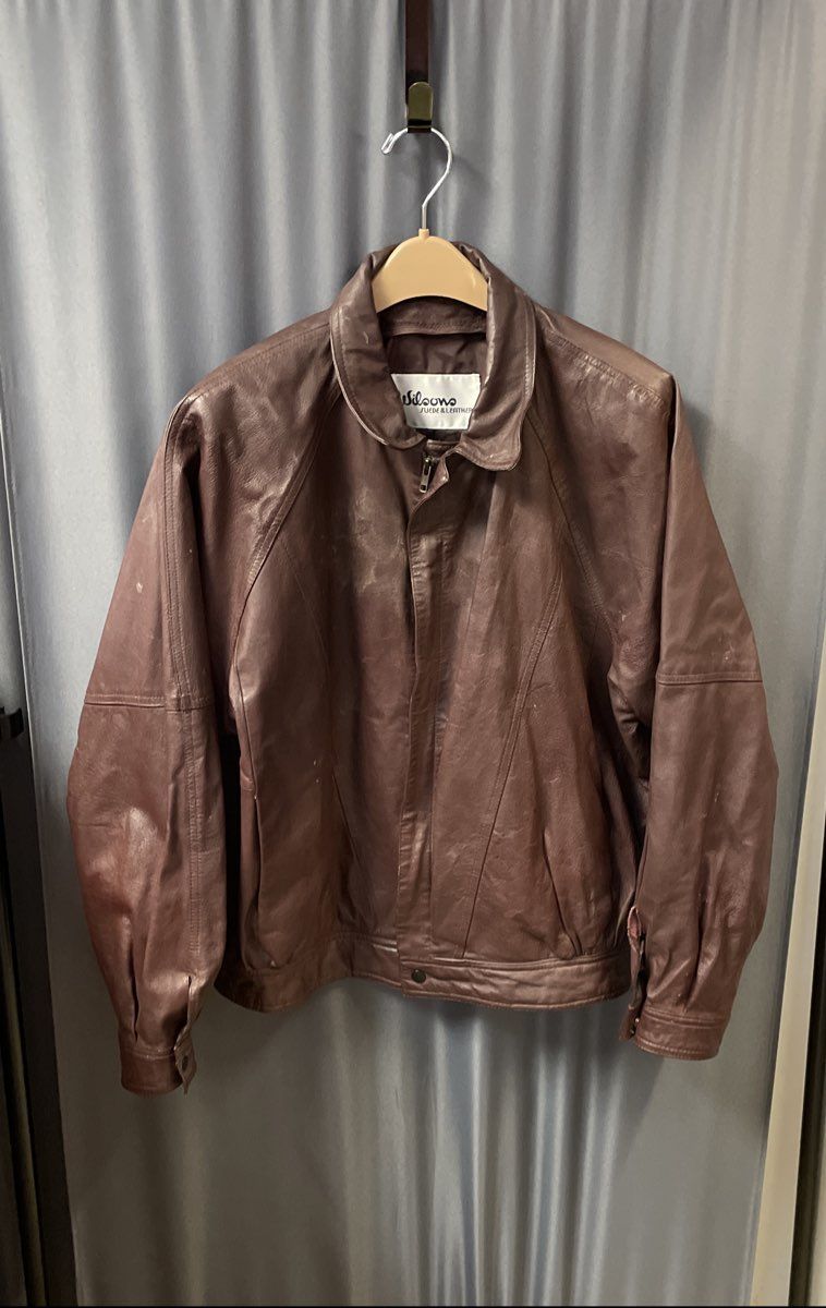 Vintage 90s Wilsons Men's Brown Leather Bomber Jacket Size 46