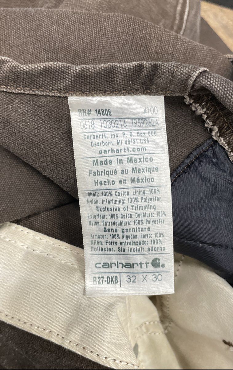 Carhartt Men's Brown Quilt Lined Duck Bib Overalls Double Knee Sz 32x30