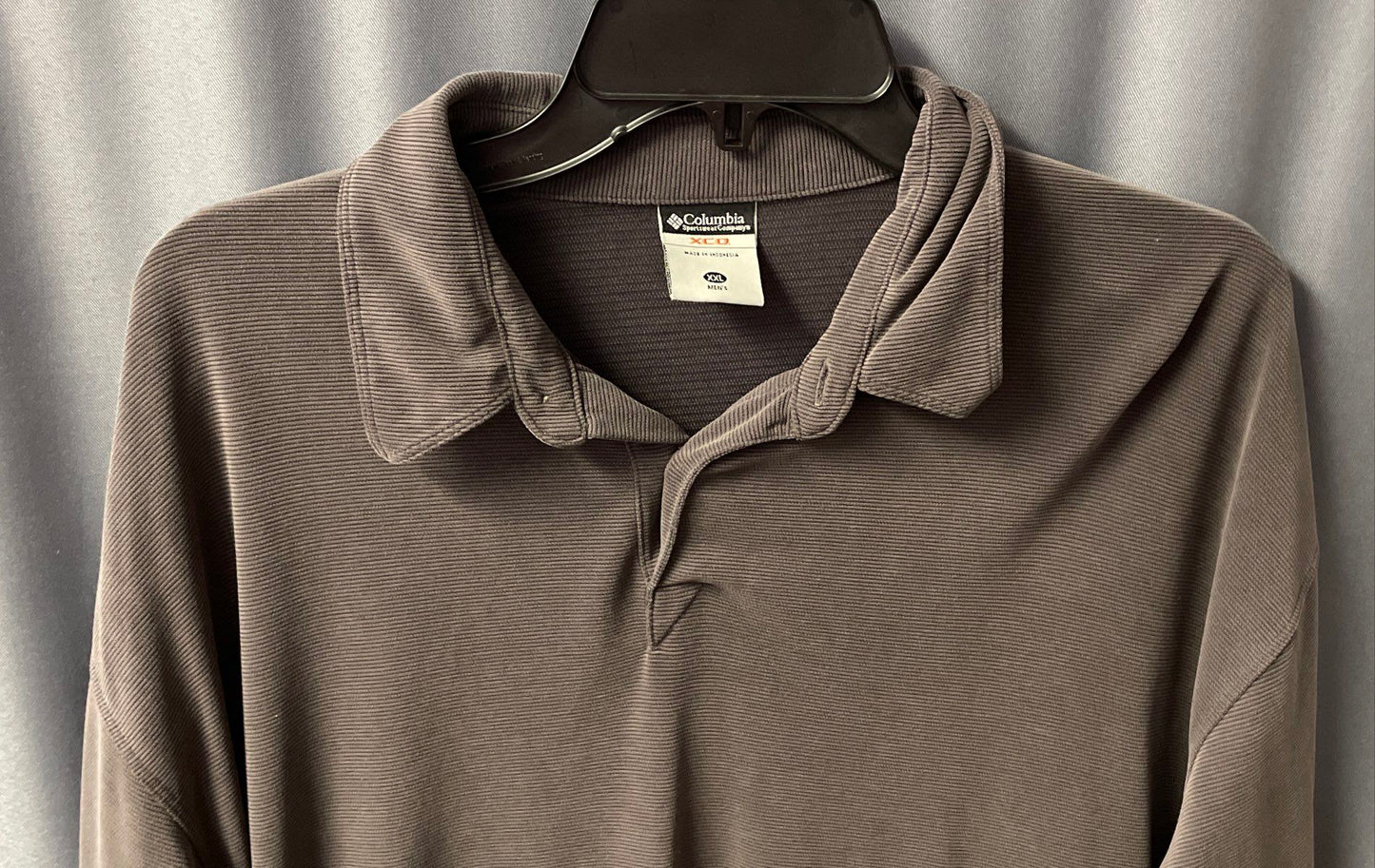 Columbia Men's Gray XCO Ribbed Long Sleeve Polo Shirt Sz XXL