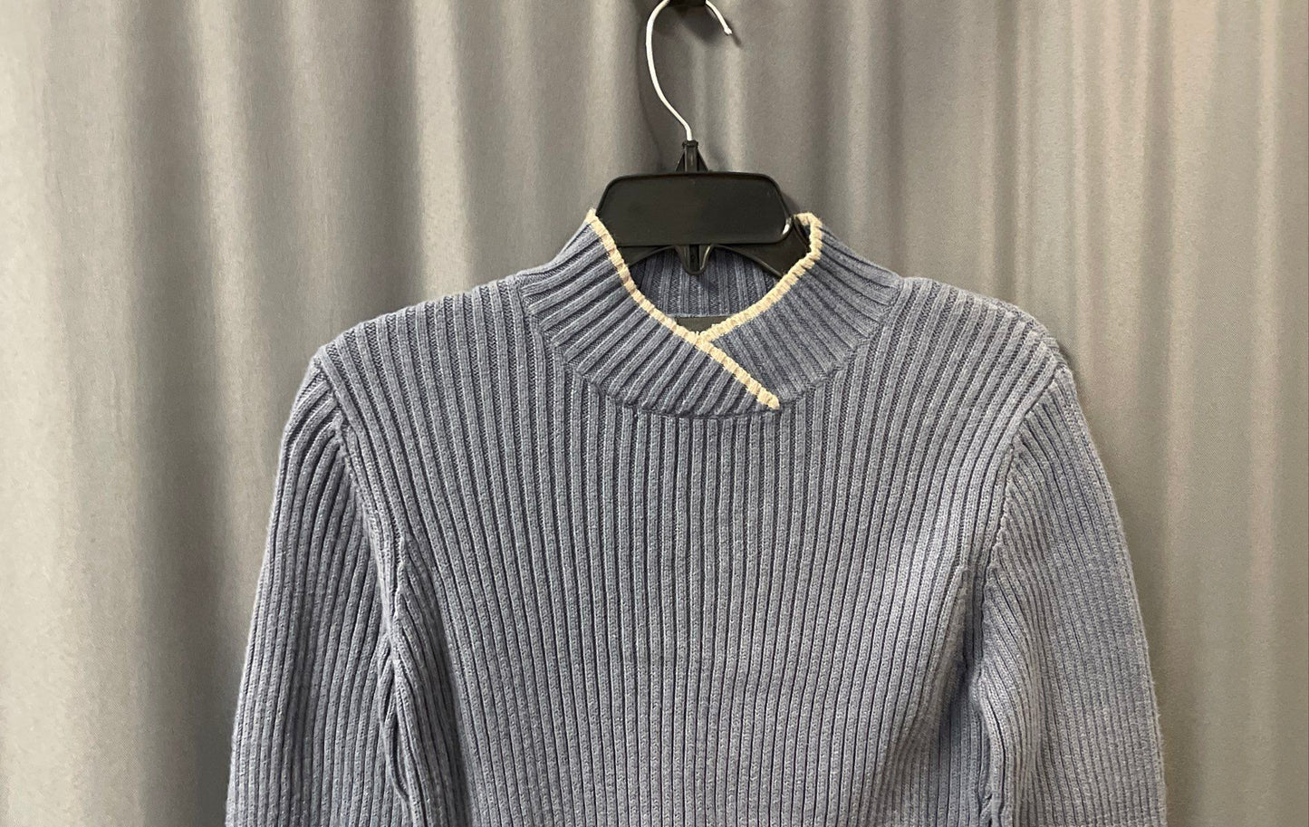 Woolrich Women's Blue Ridge Ribbed Mock Neck Sweater Ramie Cotton Blend Sz M