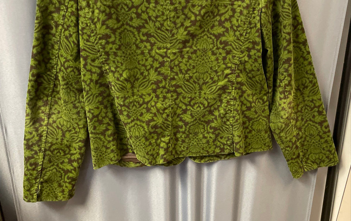 Talbots Women's Green Brown Damask Floral Corduroy Jacket Blazer Sz 6