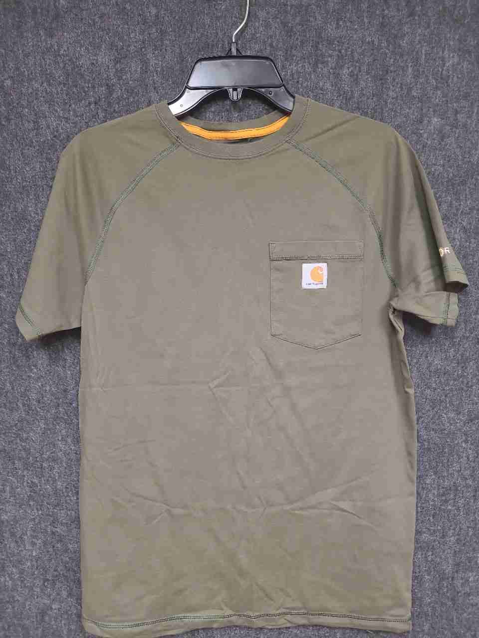 Carhartt Relaxed Fit Pocket T-Shirt Olive Green Raglan Sleeve Sz S