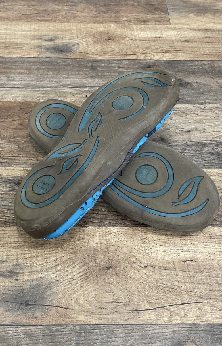 Muk Luks Blue Laser Cut Strappy Slingback Flats Women's Size 7