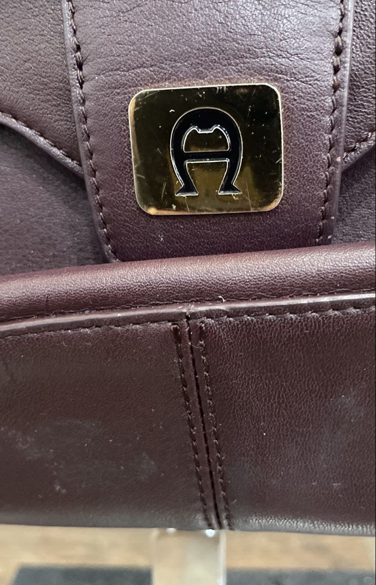 Etienne Aigner Vintage Brown Leather Flap Shoulder Bag Gold Hardware