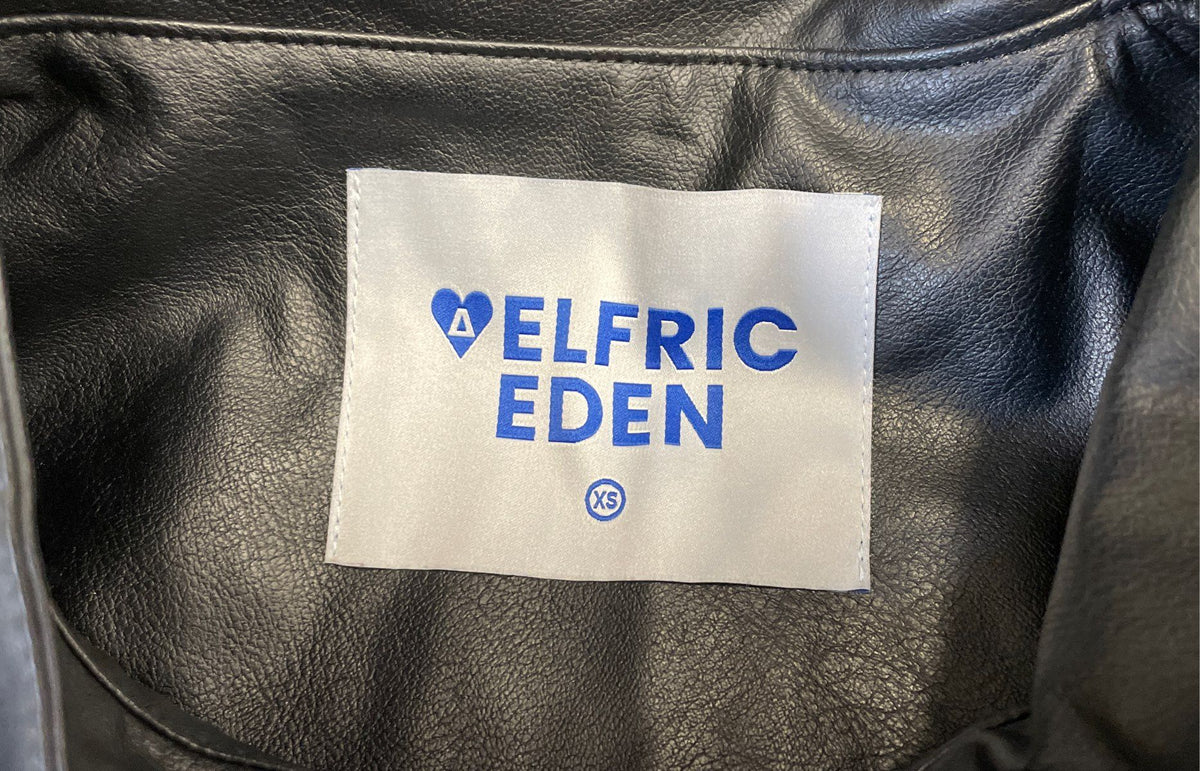 Elfric Eden Men's Sports Moto Style Racing Jacket Black Faux Leather Patch Sz XS