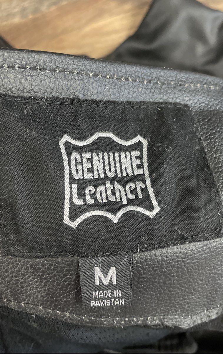 Genuine Leather Unisex Black Motorcycle Riding Chaps Lace Up Back Buckle Sz M