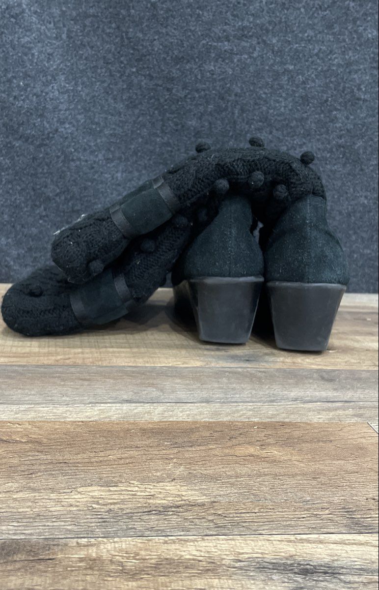 Report Women's Black Suede Cable Knit Wedge Ankle Boots Size 9