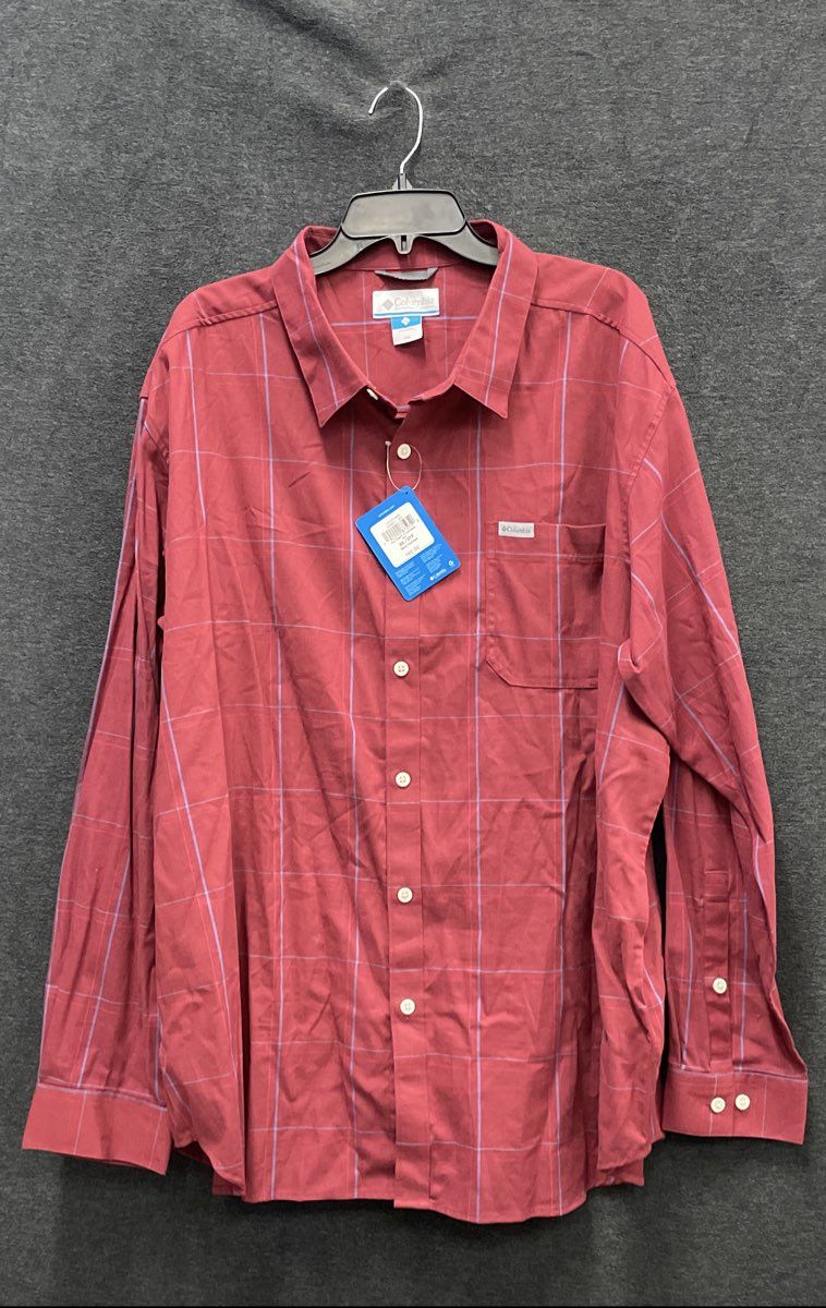 Columbia Men's Rapid Rivers II Red Grid Long Sleeve Stretch Shirt Sz 3X NWT
