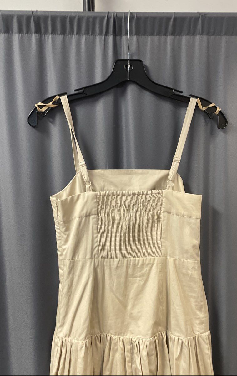 Simply Vera Vera Wang Women's Khaki Smocked Back Midi Dress NWT Sz XS