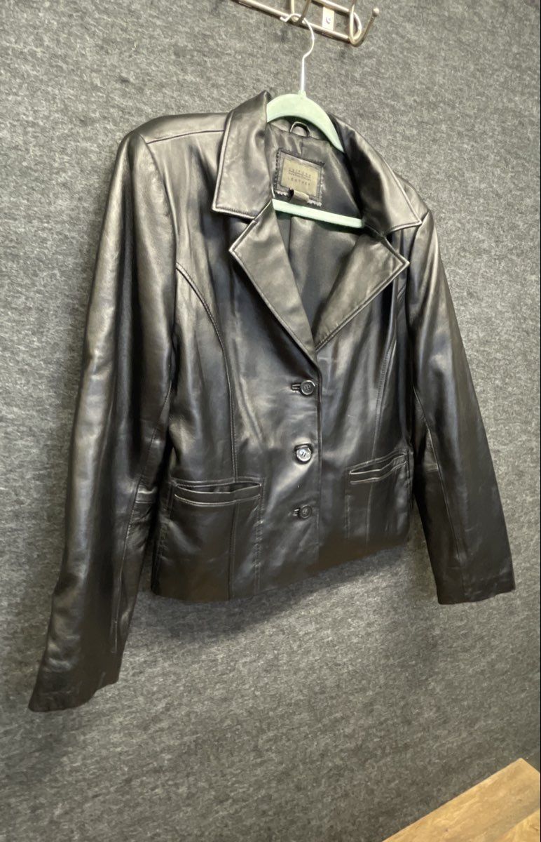 Vintage Y2K Uniform John Paul Richard Women Black Lambskin Leather Jacket Sz 16