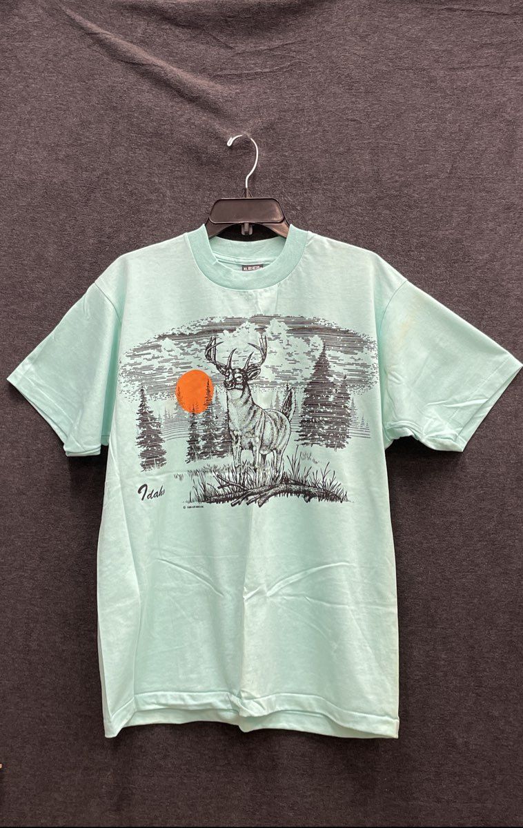 Vintage 1989 Idaho Deer Nature T-Shirt Single Stitch Screen Stars Best Sz XL