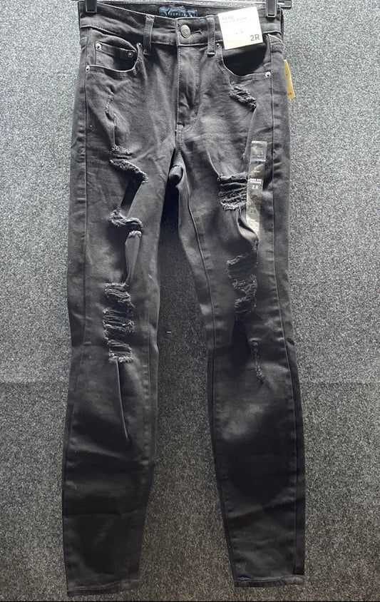 Aeropostale Women's Black High Rise Ripped Flex Effects Jeggings Sz 2R NWT