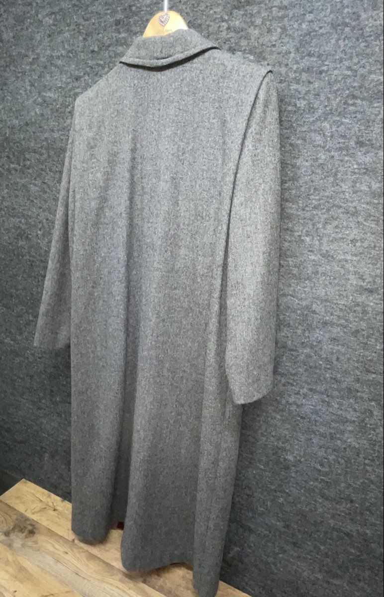 J. Hilary Women's Vintage 90s Gray Long Overcoat Notched Lapel M